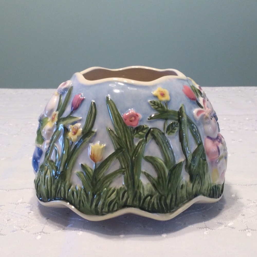 Home Interiors And Gifts Licensed Candle Jar Topper Product Easter Bunnies - Picture 2 of 6